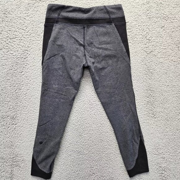 Lululemon Womens 4 Activewear Leggings Gray Black Athletic Pants - Picture 2 of 10
